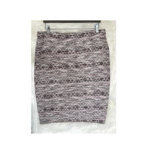Max Studio Burgundy White Tweed Pencil Skirt Size Large